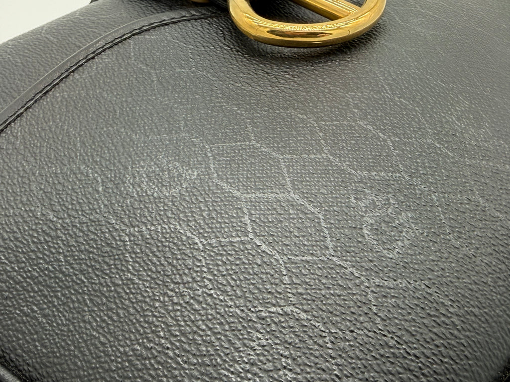 Christian Dior Honeycomb Canvas Shoulder Bag – Black & Gold (SKU: BA2275)