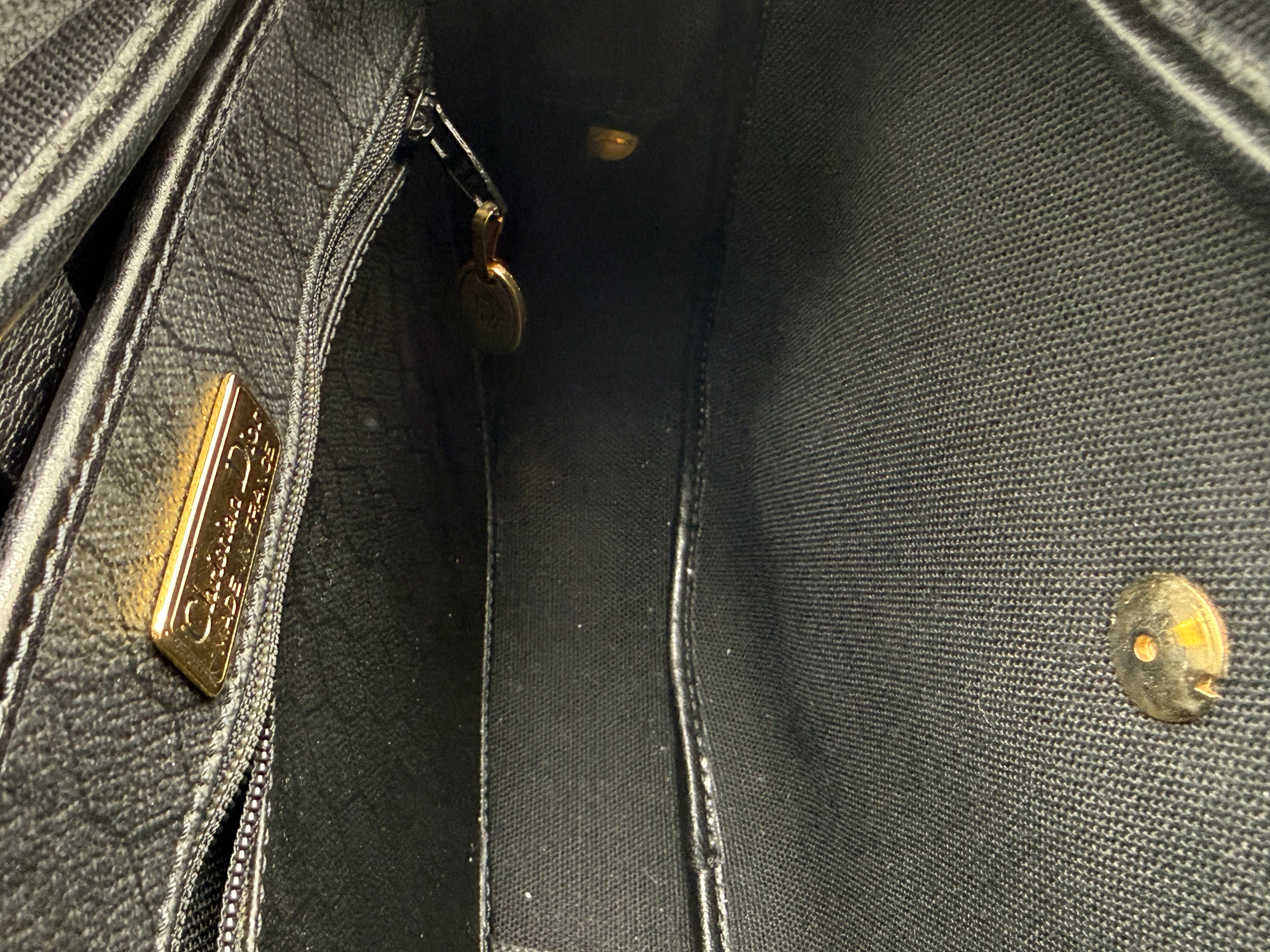 Christian Dior Honeycomb Canvas Shoulder Bag – Black & Gold (SKU: BA2275)