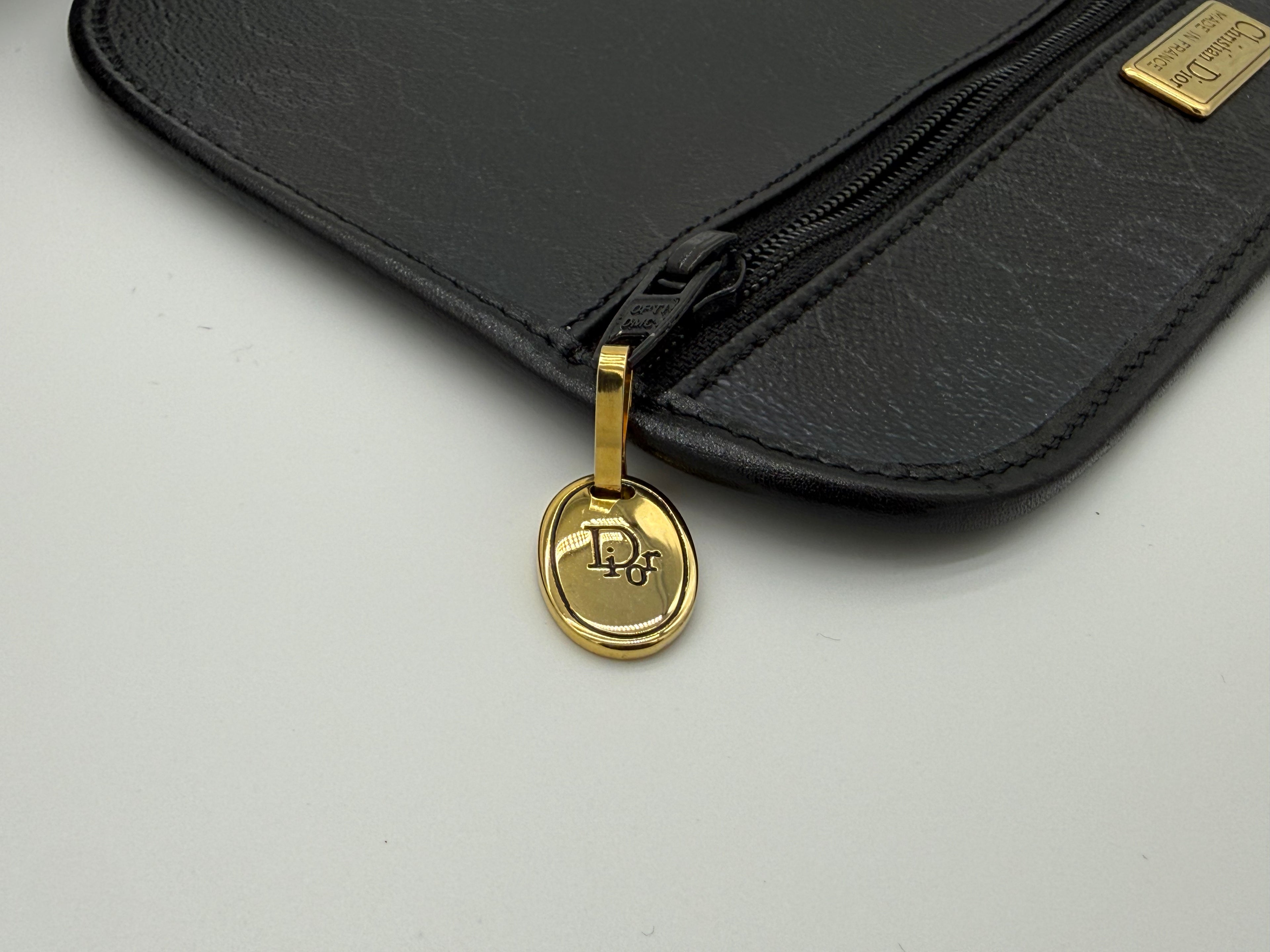 Christian Dior Honeycomb Canvas Shoulder Bag – Black & Gold (SKU: BA2275)