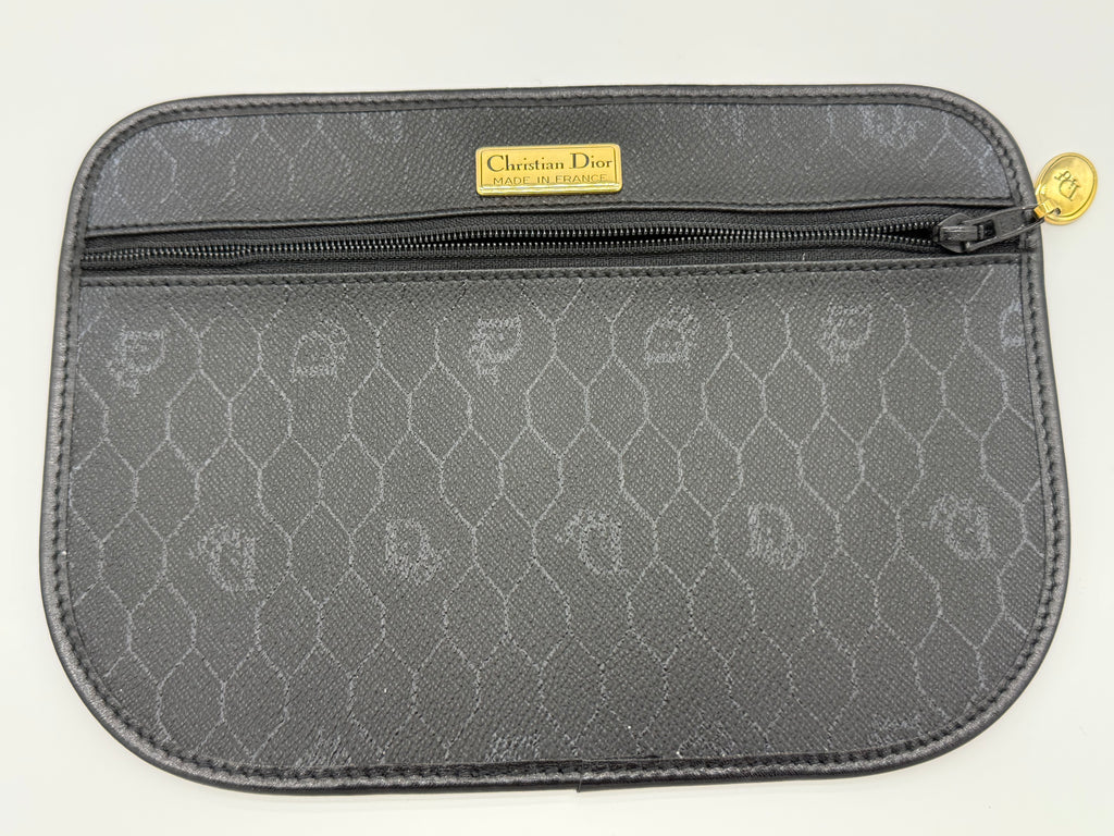 Christian Dior Honeycomb Canvas Shoulder Bag – Black & Gold (SKU: BA2275)