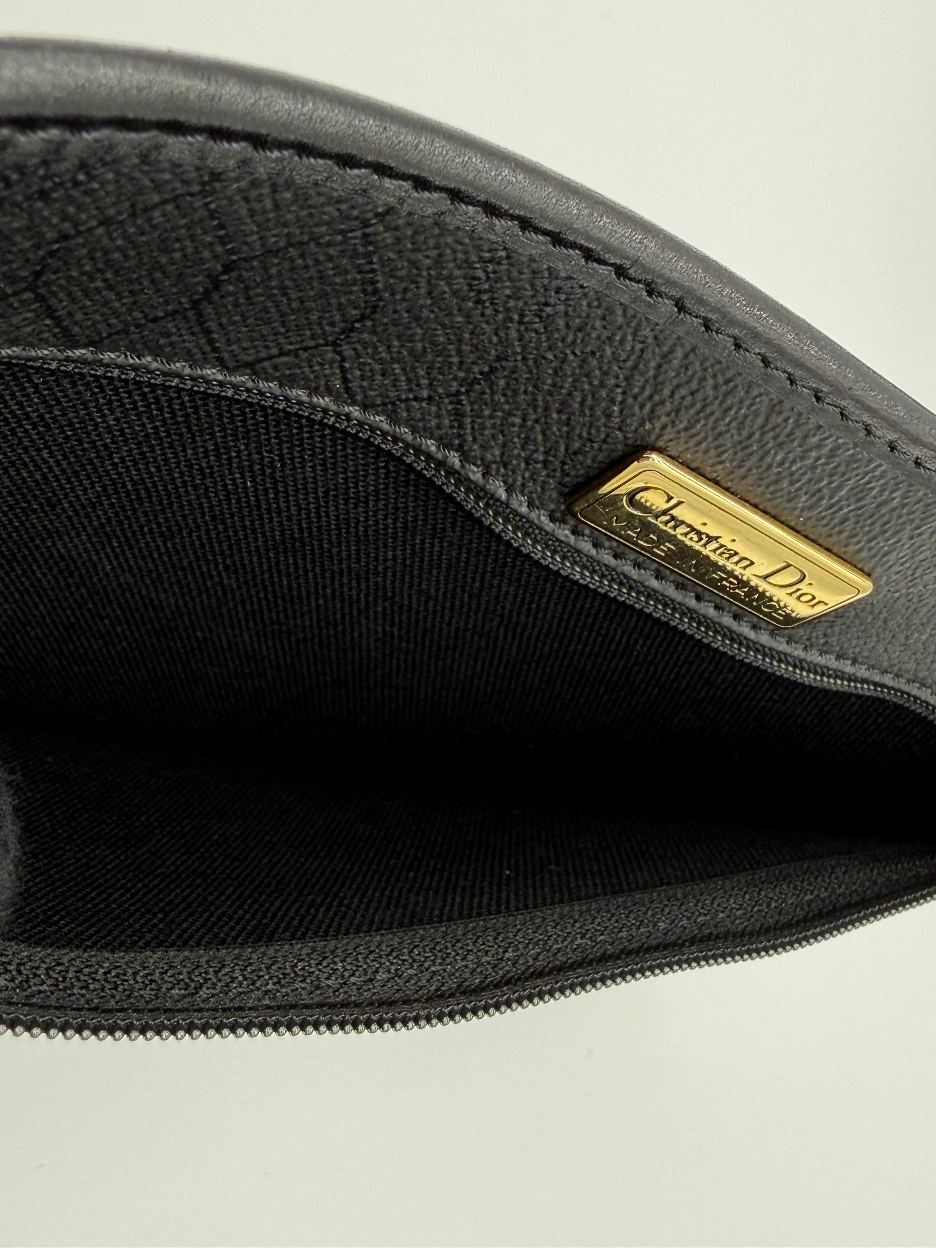 Christian Dior Honeycomb Canvas Shoulder Bag – Black & Gold (SKU: BA2275)