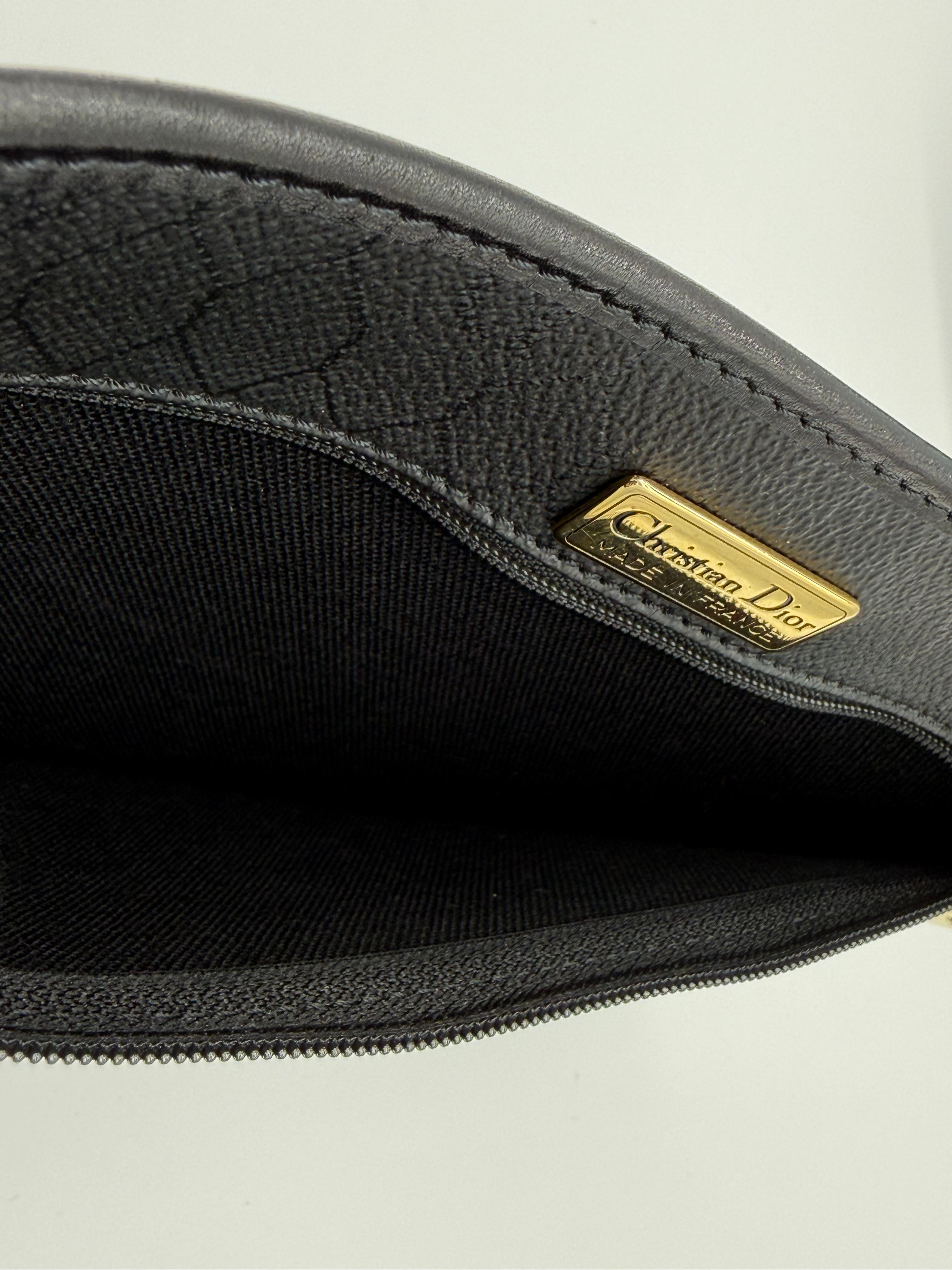 Christian Dior Honeycomb Canvas Shoulder Bag – Black & Gold (SKU: BA2275)