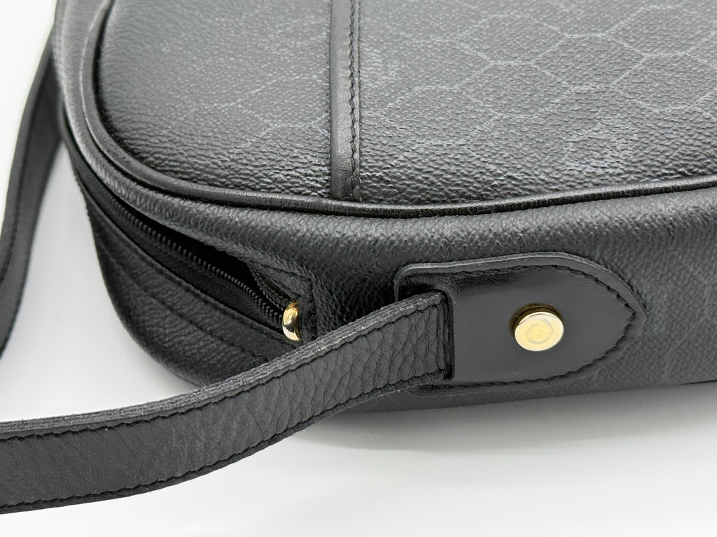 Christian Dior Honeycomb Canvas Shoulder Bag – Black & Gold (SKU: BA2275)