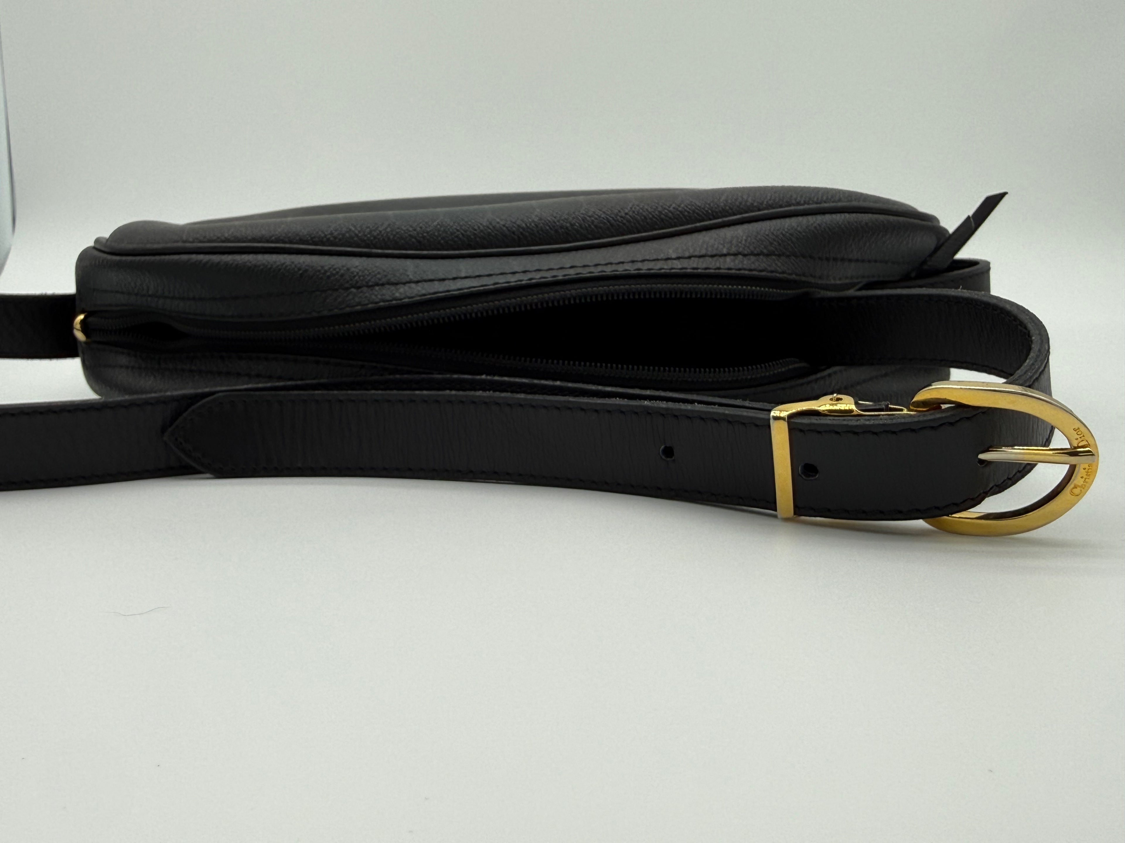 Christian Dior Honeycomb Canvas Shoulder Bag – Black & Gold (SKU: BA2275)